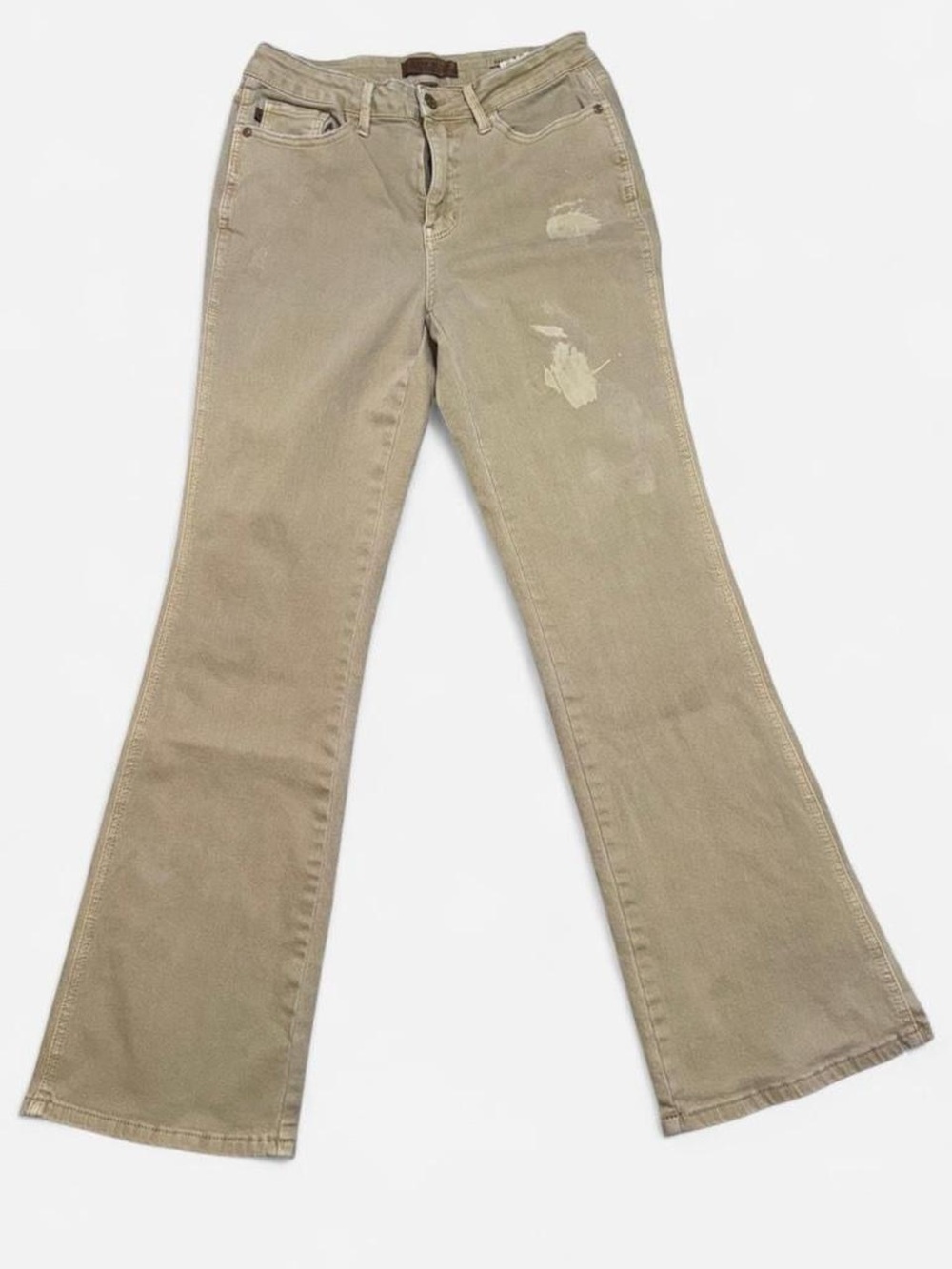 Judy Blue Garment Dyed Khaki Distressed Flare Jeans Size 9/29